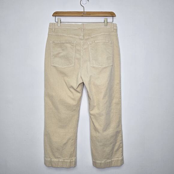 CAbi Corduroy Palm Beach Pant Size 12 Cream Crop Exposed Button Fly Pockets 4513 - Picture 3 of 8
